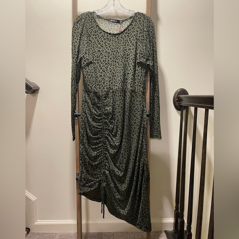 Naa Naa Side Slit Mesh Midi Dress